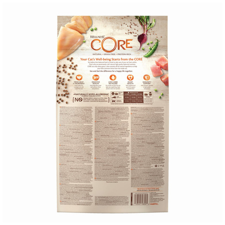 WellnessCORE Original, karma sucha, dla kotów dorosłych, indyk i kurczak, 4 kg