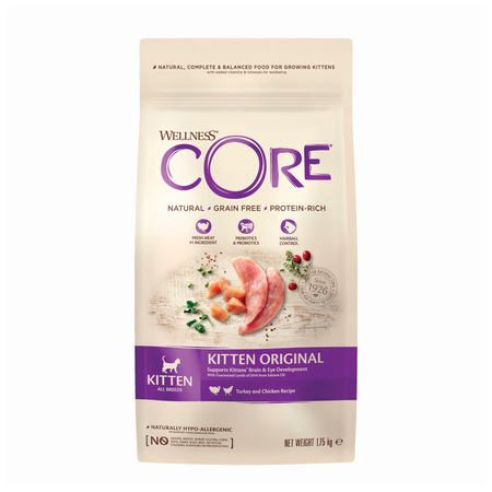 WellnessCORE Kitten Original, karma sucha, dla kociąt, indyk i kurczak, 1,75 kg