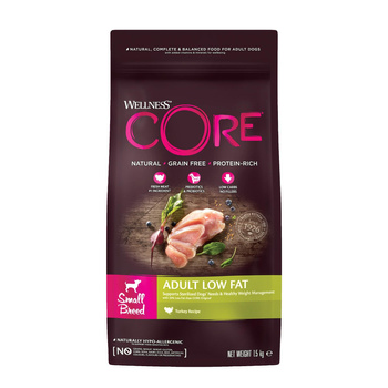 WellnessCORE  Small Breed Low Fat, karma sucha, dla dorosłych psów małych ras, indyk, 1,5 kg